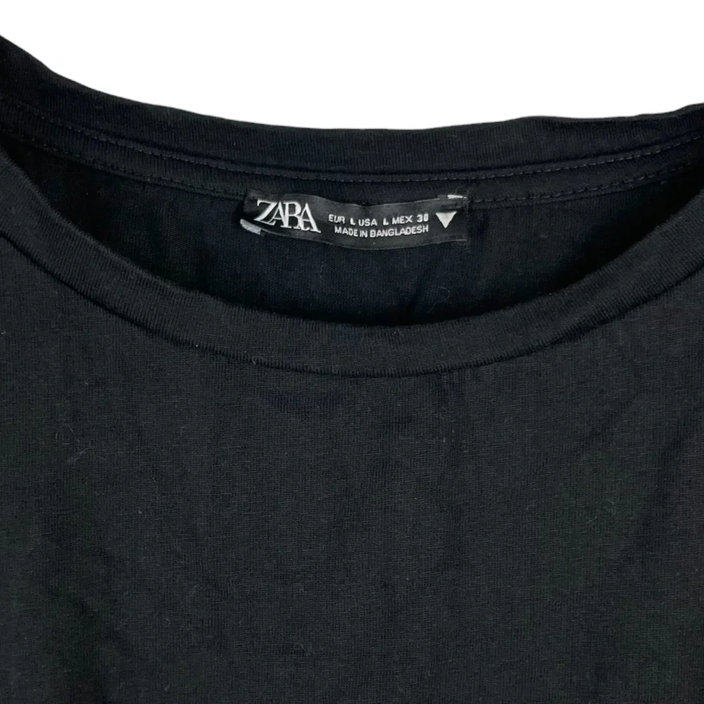 Zara Black Dolman Sleeve Elastic Waist Crop Top Size Large - Picture 5 of 8